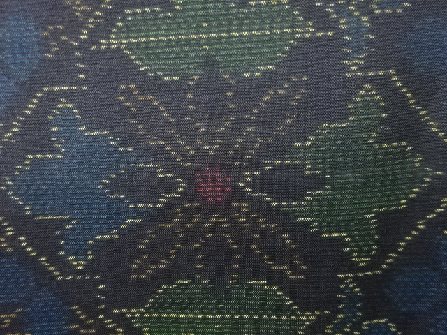 アンティーク　華紋織り出し本場泥大島紬着物